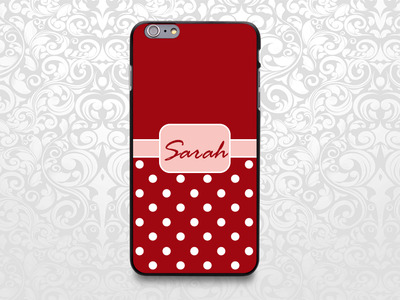 Red Polka Dots custom name case for iPhone 7/6/6s/5/5s/5c, Samsung S6/Note5, Sony, LG Nexus, Nokia Lumia, HTC One, Moto X (BCBL-3)