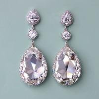 Wedding Chandelier Swarovski Crystal Earrings - Style # E153-CC : Luxe in Bloom  - Thumbnail 2