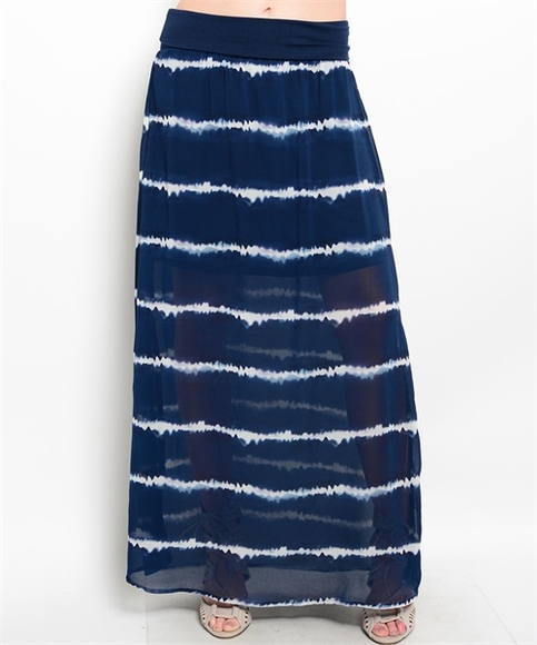 Navy & White Maxi Skirt