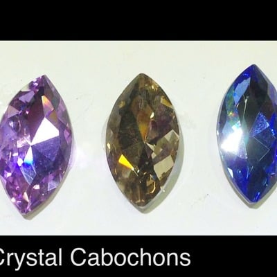 Navette crystal cabochons 17mm x 32mm - Thumbnail 3