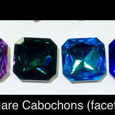 Square crystal cabochons (faceted) 23mm x 23mm - Thumbnail 2