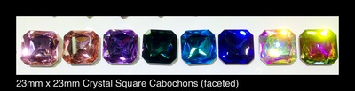 Square Crystal Cabochons (faceted) 23mm x 23mm