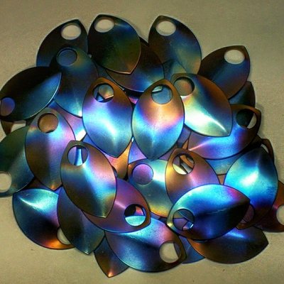 Large flame painted titanium scales (10)