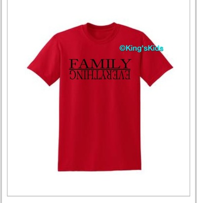 Red "Family Over Everything Tee" size large