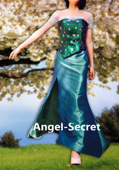 J979NC corset sleeves and skirt for frozen fever elsa , no cape 