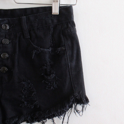 Black Ripped High Waist Shorts