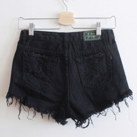 Black Ripped High Waist Shorts - Thumbnail 2