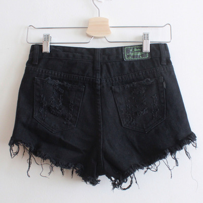 Black ripped high waist shorts