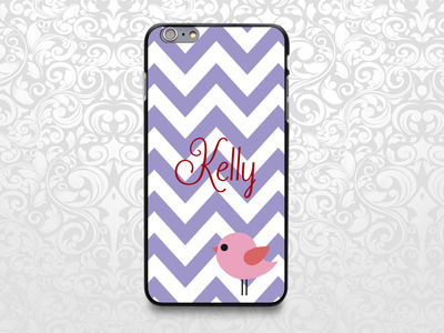 Colorful chevron little bird custom name case for iPhone 7/6/6s/5/5s/5c, Samsung S6/Note5, Sony, LG Nexus, Nokia Lumia, HTC One, Moto X (BCBL-26)