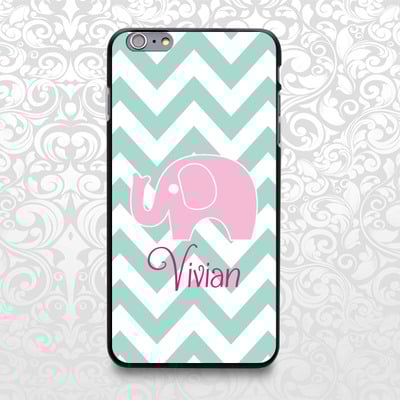 Elephant colorful chevron custom name case for iphone 7/6/6s/5/5s/5c, samsung s6/note5, sony, lg nexus, nokia lumia, htc one, moto x (bcbl-31) - Thumbnail 2