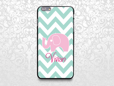 Elephant colorful chevron custom name case for iPhone 7/6/6s/5/5s/5c, Samsung S6/Note5, Sony, LG Nexus, Nokia Lumia, HTC One, Moto X (BCBL-31)