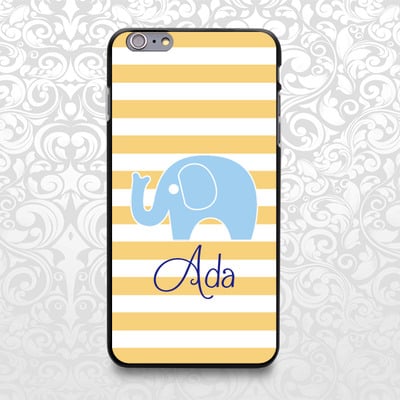 Elephant colorful stripes custom name case for iphone 7/6/6s/5/5s/5c, samsung s6/note5, sony, lg nexus, nokia lumia, htc one, moto x (bcbl-32) - Thumbnail 1