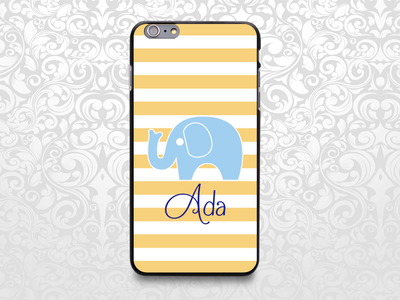 Elephant colorful stripes custom name case for iPhone 7/6/6s/5/5s/5c, Samsung S6/Note5, Sony, LG Nexus, Nokia Lumia, HTC One, Moto X (BCBL-32)