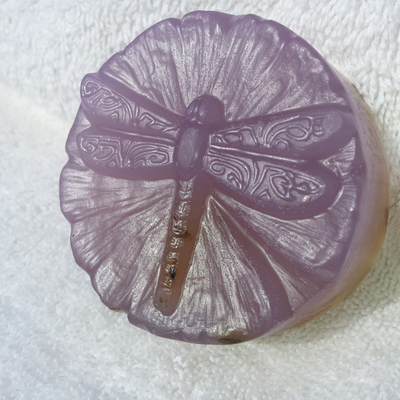 Dragonfly glycerin bar round in " super shea lavender" - Thumbnail 1