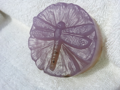 Dragonfly glycerin bar round in " Super Shea Lavender"