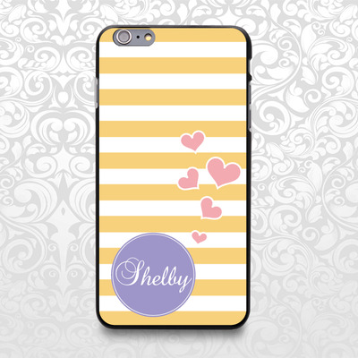 Heart love colorful stripes custom name case for iphone 7/6/6s/5/5s/5c, samsung s6/note5, sony, lg nexus, nokia lumia, htc one, moto x (bcbl-33) - Thumbnail 1