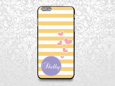 Heart Love colorful stripes custom name case for iPhone 7/6/6s/5/5s/5c, Samsung S6/Note5, Sony, LG Nexus, Nokia Lumia, HTC One, Moto X (BCBL-33)