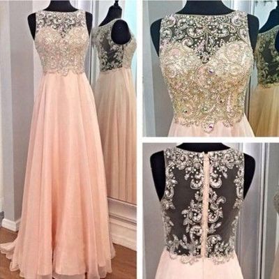Pink prom dress, long prom dress, chiffon prom dress, cheap prom dress, 2018 prom dress, custom prom dress, bd143993