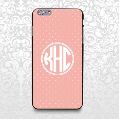 Polka dots monogram custom name case for iphone 7/6/6s/5/5s/5c, samsung s6/note5, sony, lg nexus, nokia lumia, htc one, moto x (bcbl-41) - Thumbnail 2