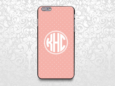 Polka dots monogram custom name case for iPhone 7/6/6s/5/5s/5c, Samsung S6/Note5, Sony, LG Nexus, Nokia Lumia, HTC One, Moto X (BCBL-41)