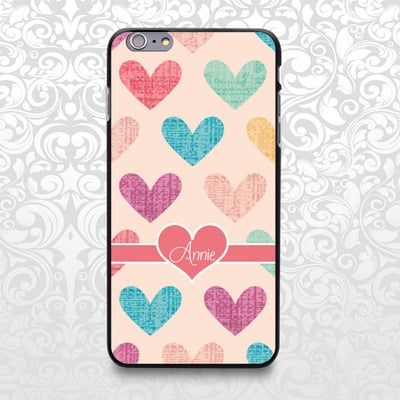 Heart love pattern custom name case for iphone 7/6/6s/5/5s/5c, samsung s6/note5, sony, lg nexus, nokia lumia, htc one, moto x (bcbl-56) - Thumbnail 2