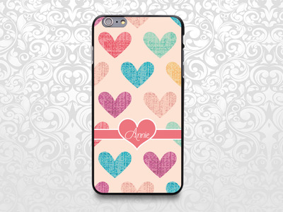 Heart Love pattern custom name case for iPhone 7/6/6s/5/5s/5c, Samsung S6/Note5, Sony, LG Nexus, Nokia Lumia, HTC One, Moto X (BCBL-56)