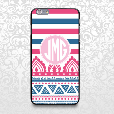 Stripes and aztec tribal custom name case for iphone 7/6/6s/5/5s/5c, samsung s6/note5, sony, lg nexus, nokia lumia, htc one, moto x (bcbl-67) - Thumbnail 1