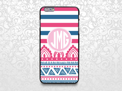 Stripes and Aztec Tribal custom name case for iPhone 7/6/6s/5/5s/5c, Samsung S6/Note5, Sony, LG Nexus, Nokia Lumia, HTC One, Moto X (BCBL-67)