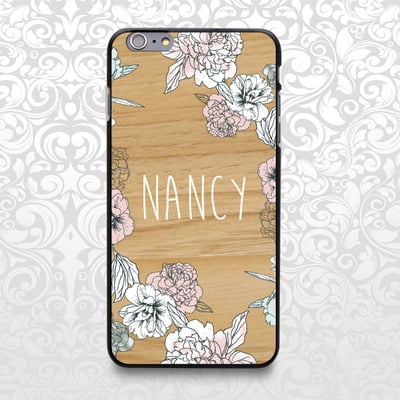 Flower wood custom name case for iphone 7/6/6s/5/5s/5c, samsung s6/note5, sony, lg nexus, nokia lumia, htc one, moto x (bcbl-68) - Thumbnail 1