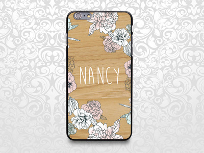 Flower Wood custom name case for iPhone 7/6/6s/5/5s/5c, Samsung S6/Note5, Sony, LG Nexus, Nokia Lumia, HTC One, Moto X (BCBL-68)