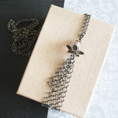 Smokey czech bead necklace long necklace jewelry