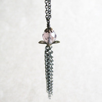 Smokey Czech Bead Necklace Long Necklace Jewelry - Thumbnail 1