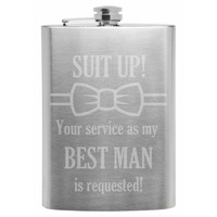Will You Be My Best Man Stainless Steel Flask - Thumbnail 1
