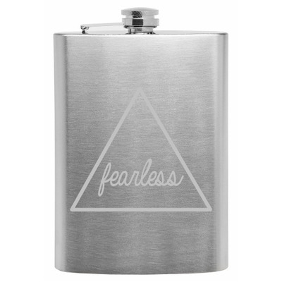Cursive Fearless Triangle Stainless Steel Flask