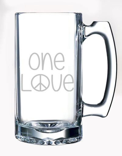 One Love Etched Glass Stein Mug