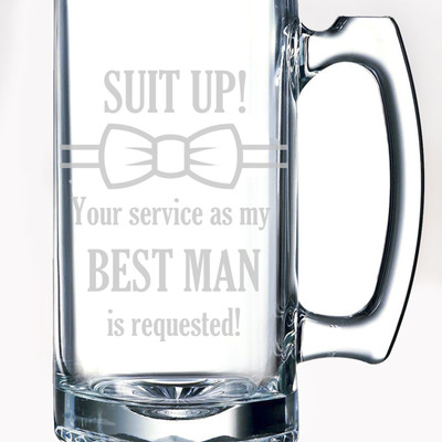 Will you be my best man etched glass stein mug