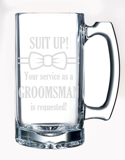 Will You Be My Groomsman Etched Glass Stein Mug