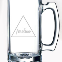 Script Fearless Triangle Etched Glass Stein Mug - Thumbnail 1