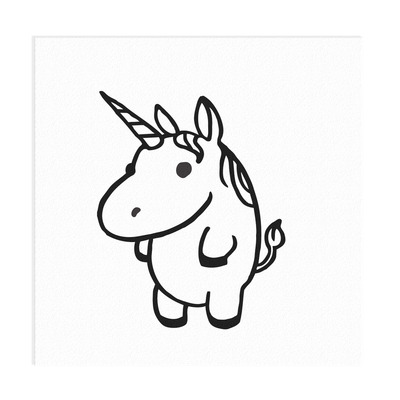Fat cartoon unicorn vinyl decal