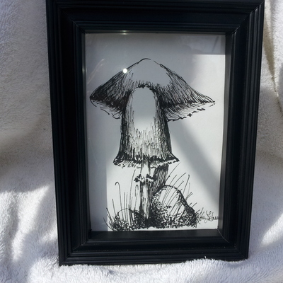 Magick mushrooms original ink sketch print - Thumbnail 4