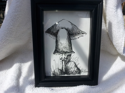 Magick Mushrooms Original Ink Sketch print
