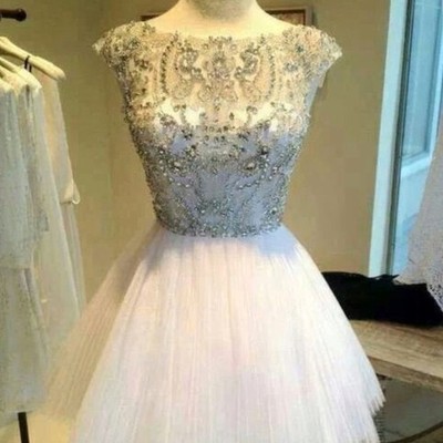 Short prom dress,tulle prom dress,crystal prom dress,charming prom dress,15040115