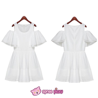 [S-XL] White Elegant Chiffon Dress SP151816 - Thumbnail 1