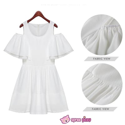 [s-xl] white elegant chiffon dress sp151816 - Thumbnail 5