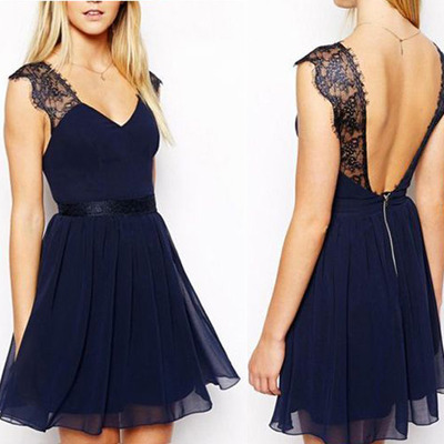 A-line graduation dress,backless party dress,chiffon party dress,v-neck party dress,15040138