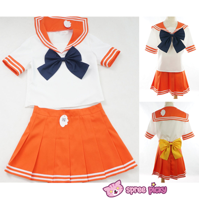 [sailor moon] sailor venus aino minako fresh orange seifuku uniform daily cosplay top/skirt/bow