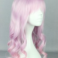 Pastel Pink Ombre Wig Long Curly Scene Wig Harajuku Long Wavy Synthetic Hair with bangs Cosplay Wigs - Thumbnail 1