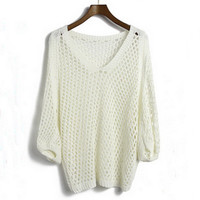 JH11705KX FASHION HOLLOW SWEATER  - Thumbnail 1