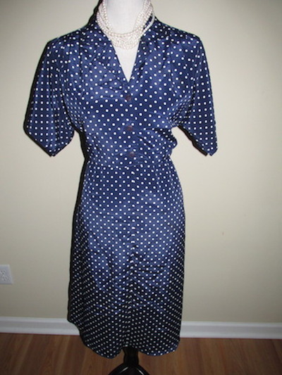 Size 8P Vintage Polka Dot Secretary Flare Dress