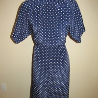 Size 8P Vintage Polka Dot Secretary Flare Dress - Thumbnail 3